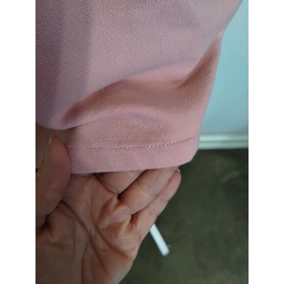 Old Navy Top Size Large Pink White Stripes Polo 3 button Old School Logo - Picture 4 of 11
